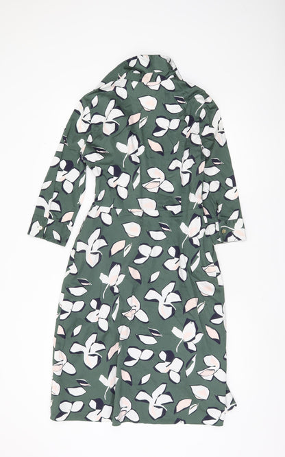Hobbs Women's Green Floral Shirt Dress Size 8