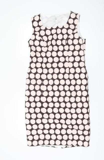 CC Petite Women's Brown Polka Dot Sheath Dress Size 8