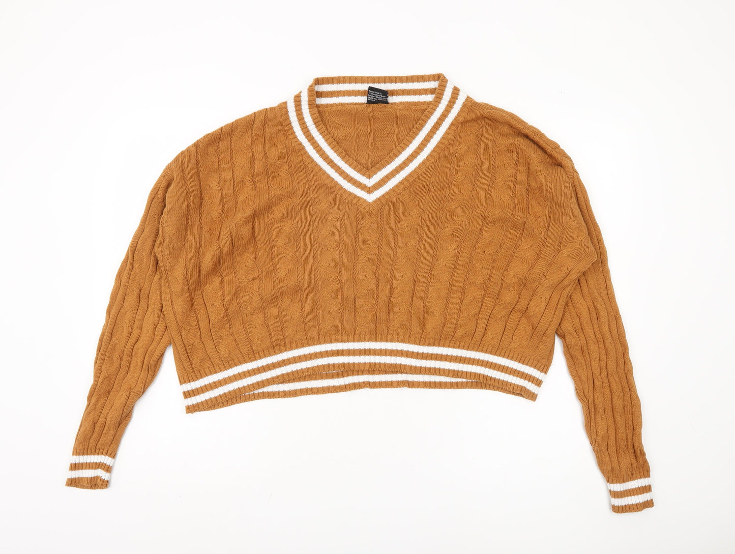 Urban Classics Women's Brown XS V-Neck Pullover Jumper