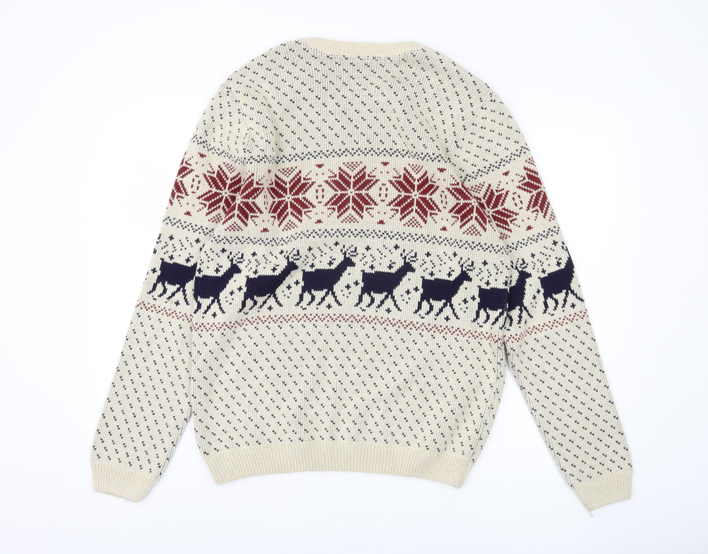 Topman Men's Beige Christmas Fair Isle Jumper - L