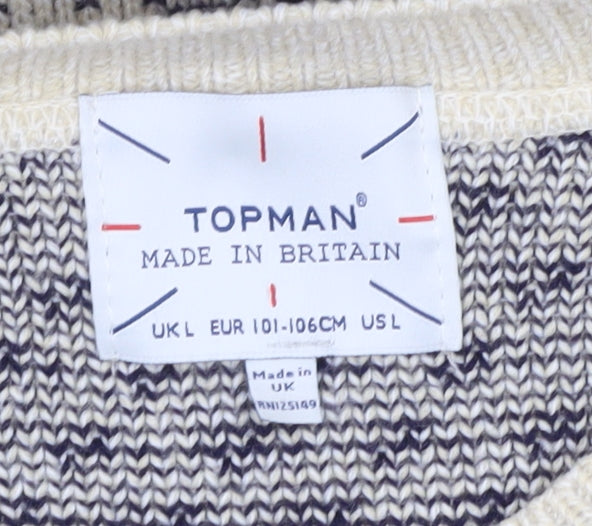 Topman Men's Beige Christmas Fair Isle Jumper - L