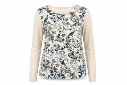 Warehouse Women's Beige Floral Pullover Jumper S