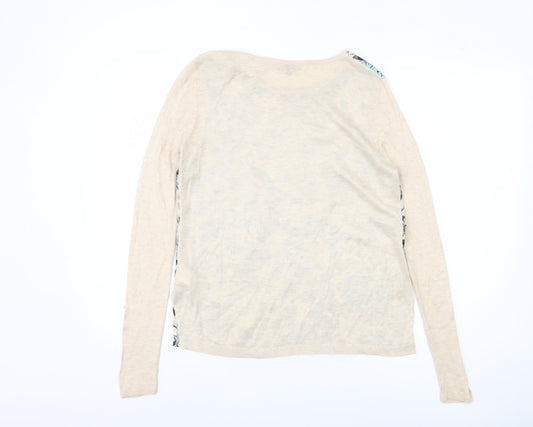 Warehouse Women's Beige Floral Pullover Jumper S