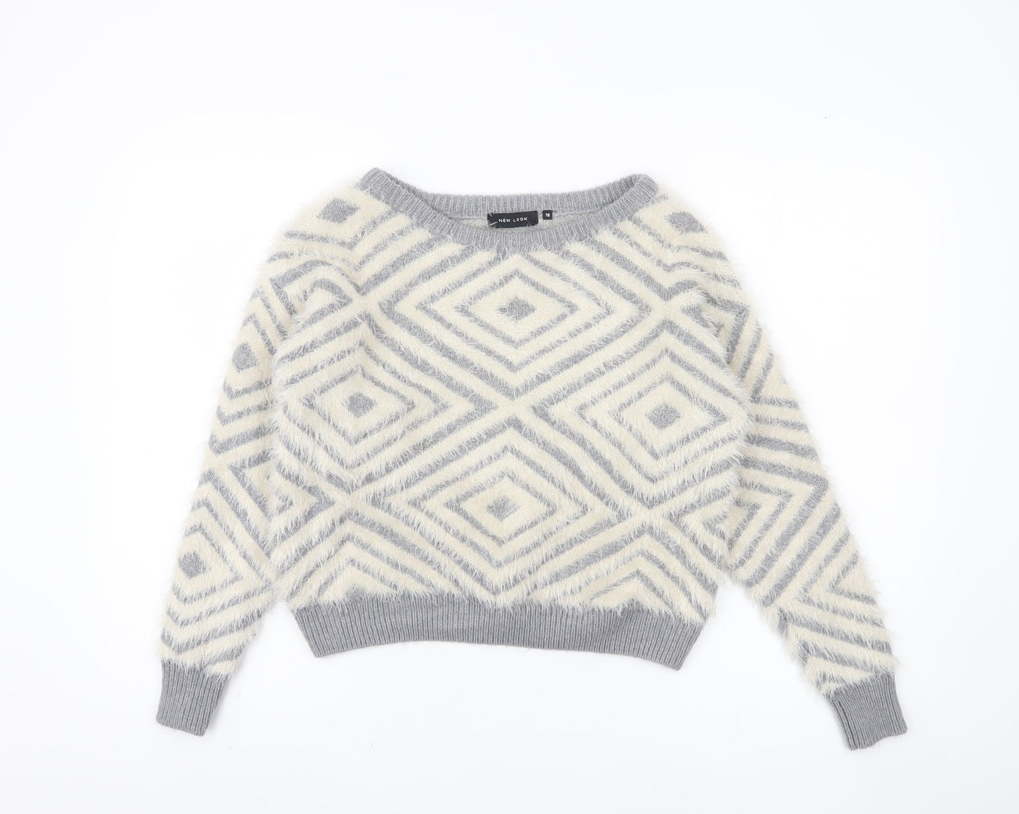 Womens UK Size 10 New Look Grey Pullover Jumper