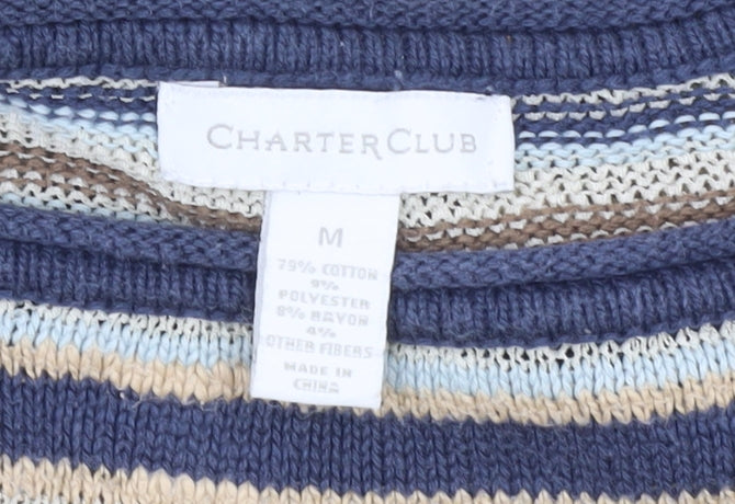 Charter Club Women's Multicoloured Striped Pullover Jumper M