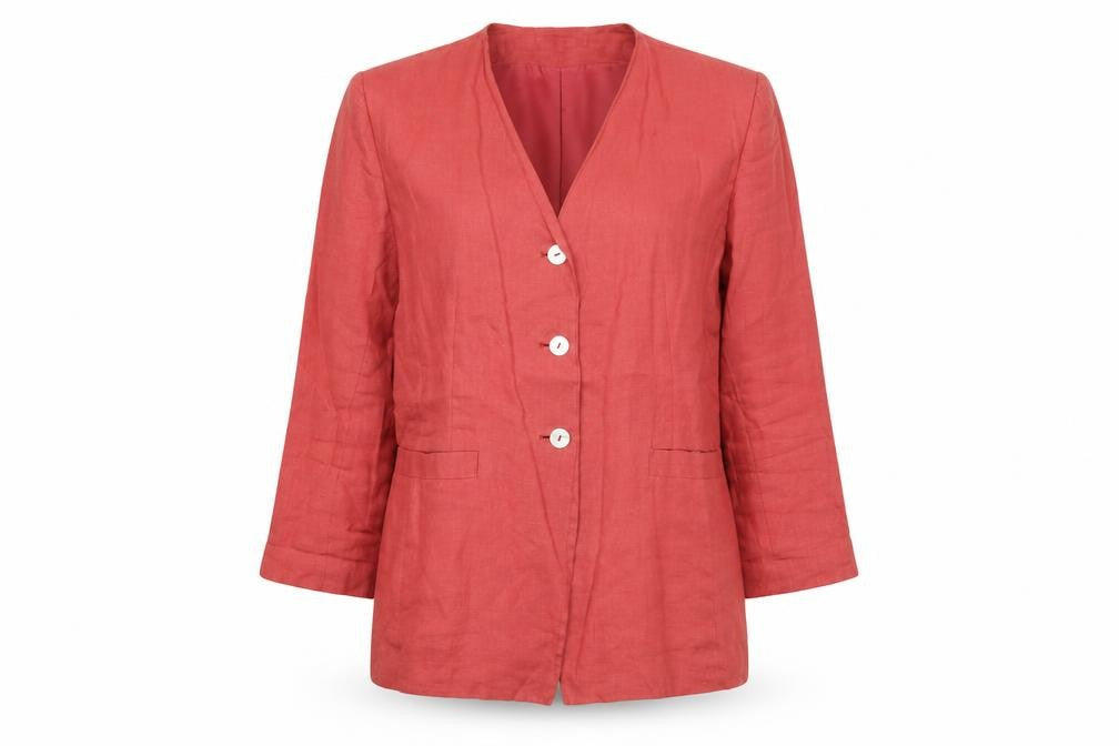 Front view of Laura Ashley Women's Red Linen Blazer UK 14