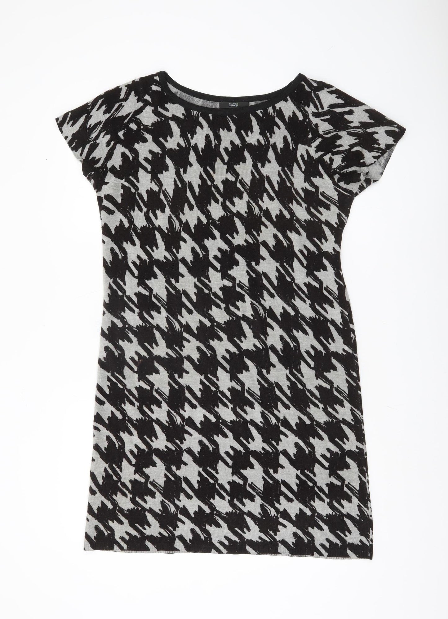 Marks and Spencer Women's Grey Houndstooth Dress Size 14