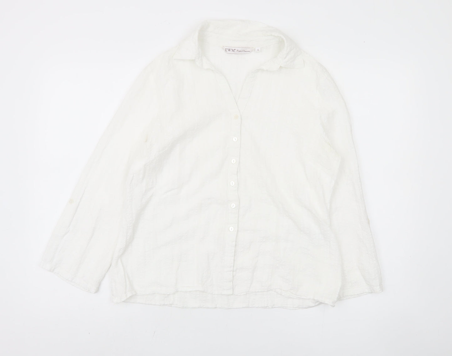 EWM Women's White Cotton Button-Up Shirt Size 14