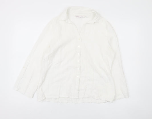 EWM Women's White Cotton Button-Up Shirt Size 14