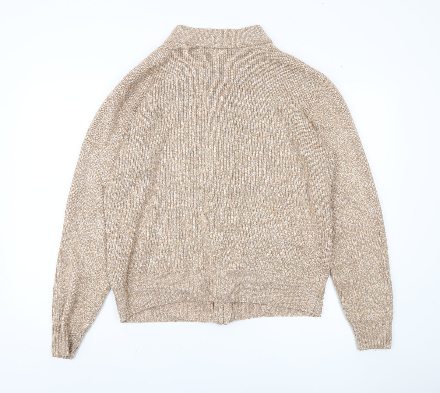 TOOTAL Men's Beige Full Zip Jumper, Size S, Collared