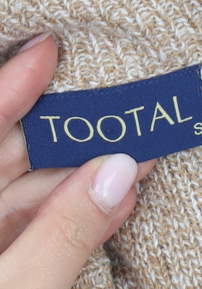 TOOTAL Men's Beige Full Zip Jumper, Size S, Collared