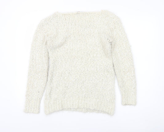 Apricot Women's Ivory Chunky Knit Pullover, M, Winter Jumper