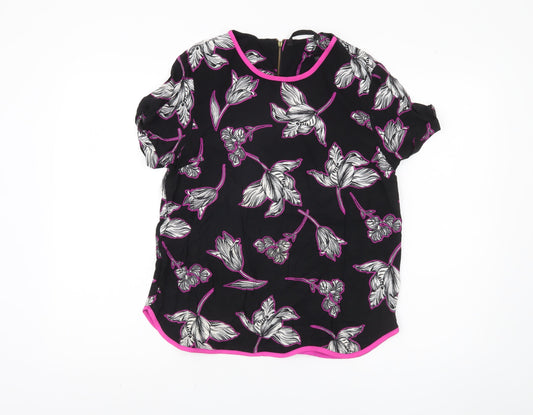 Dunnes Women's Black Floral Blouse, Size 14