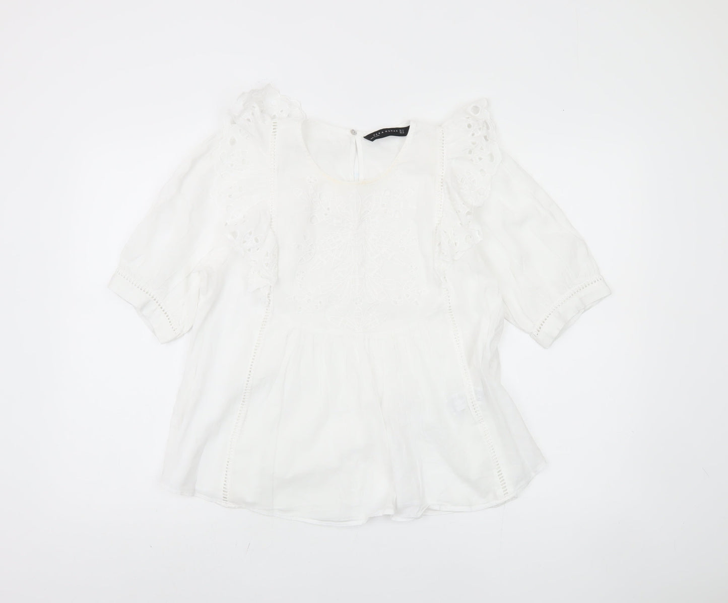 Womens UK Size 12 Zara White Basic Blouse
