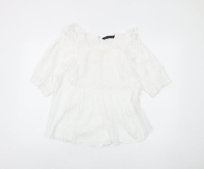 Womens UK Size 12 Zara White Basic Blouse