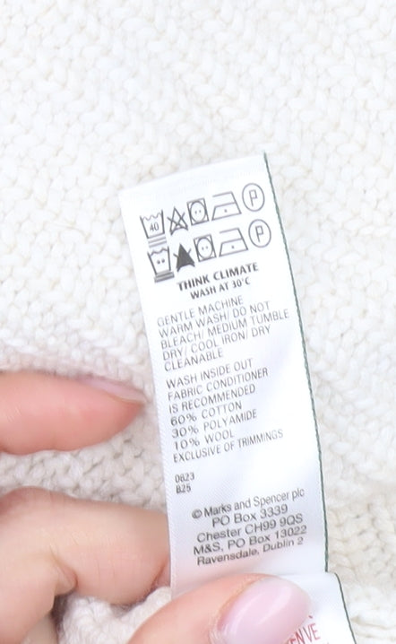 Womens UK Size XL Marks and Spencer White Pullover Jumper