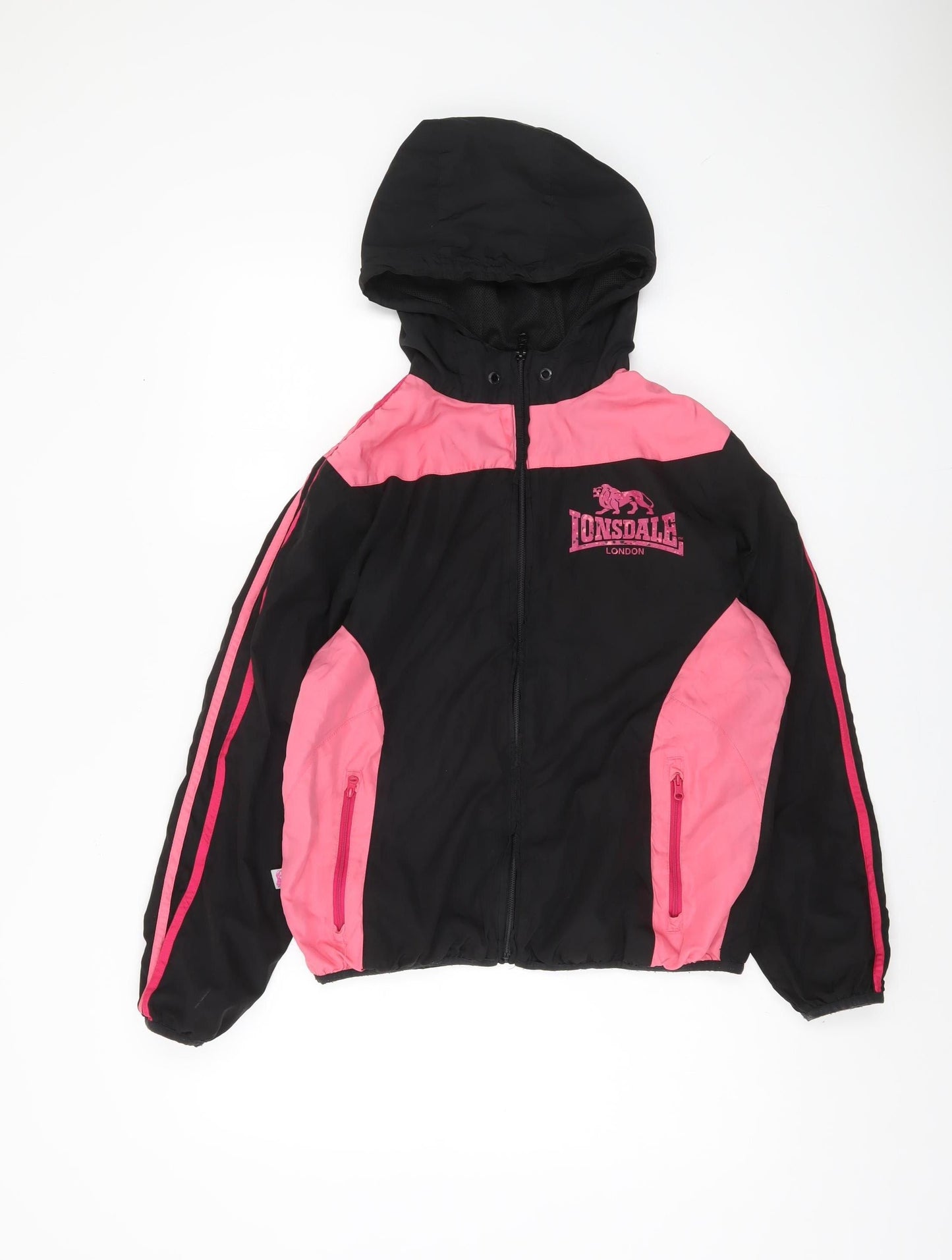 Lonsdale Women’s Black Pink Windbreaker Jacket Size 12