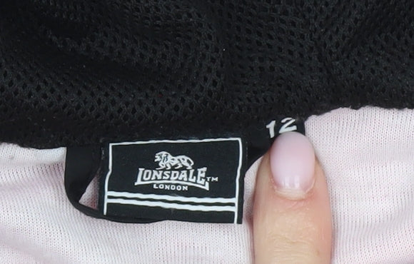 Lonsdale Women’s Black Pink Windbreaker Jacket Size 12