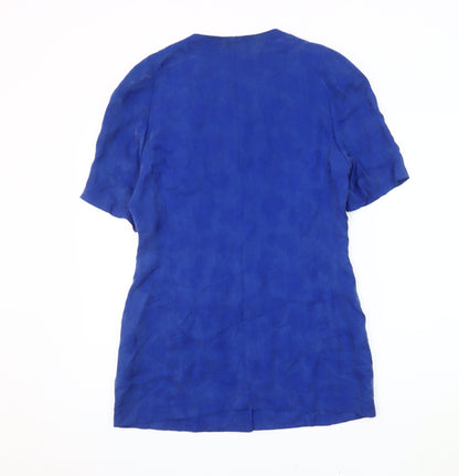 ARA Women's Blue V-Neck Button-Up Top, Size 8