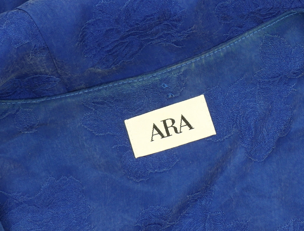 ARA Women's Blue V-Neck Button-Up Top, Size 8