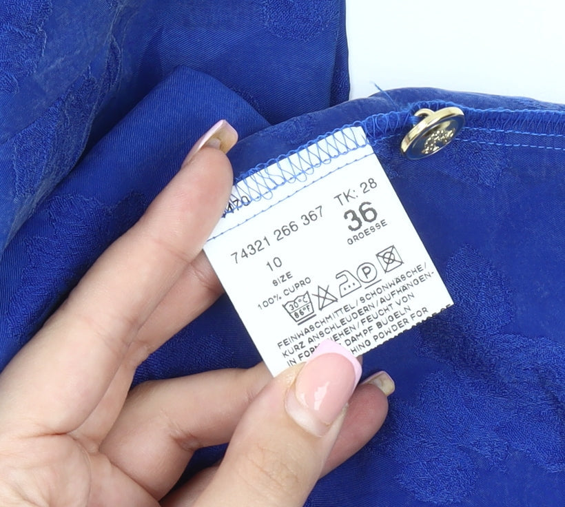 ARA Women's Blue V-Neck Button-Up Top, Size 8