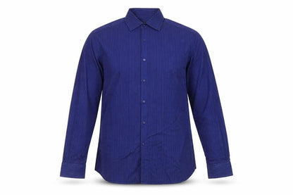 Marks & Spencer Men's Blue Striped Shirt, 16.5, Button-Up