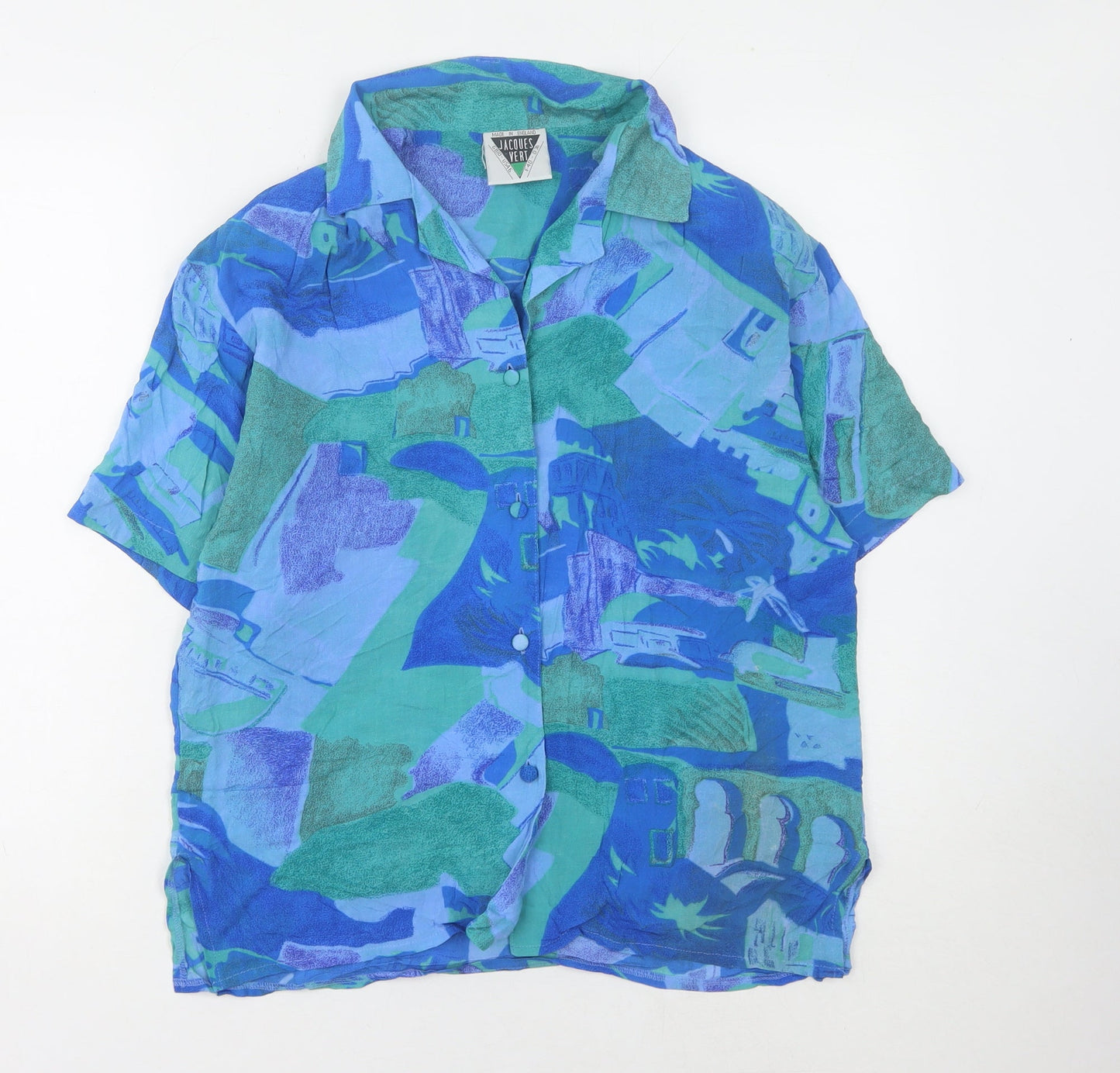 Jacques Vert Women's Blue Geometric Blouse Size 10