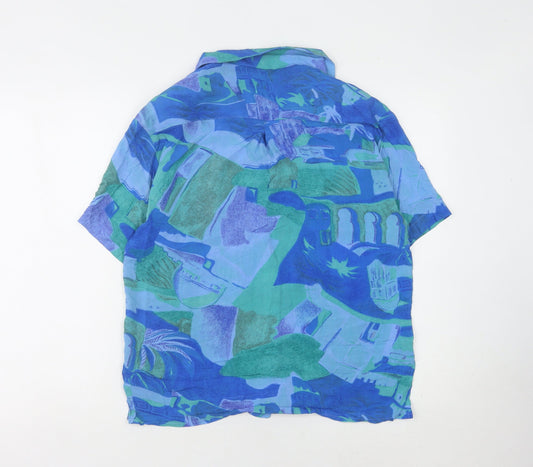 Jacques Vert Women's Blue Geometric Blouse Size 10