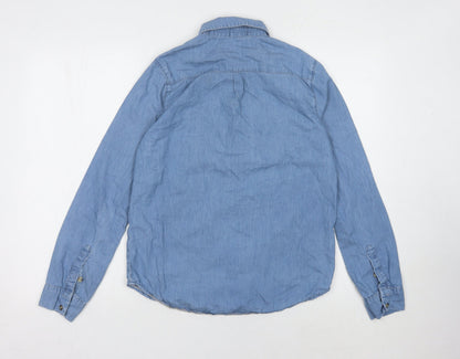 Womens UK Size 10 Topshop Blue Basic Button-Up