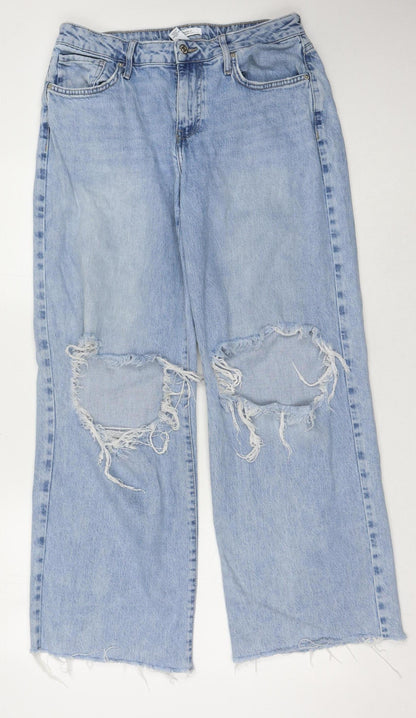 Forever 21 Women's Blue Distressed Straight Jeans Size 14