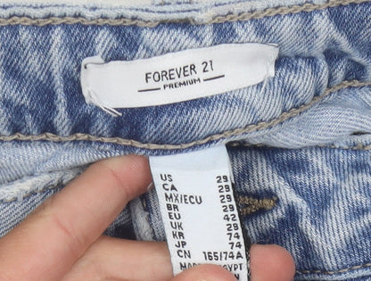 Forever 21 Women's Blue Distressed Straight Jeans Size 14