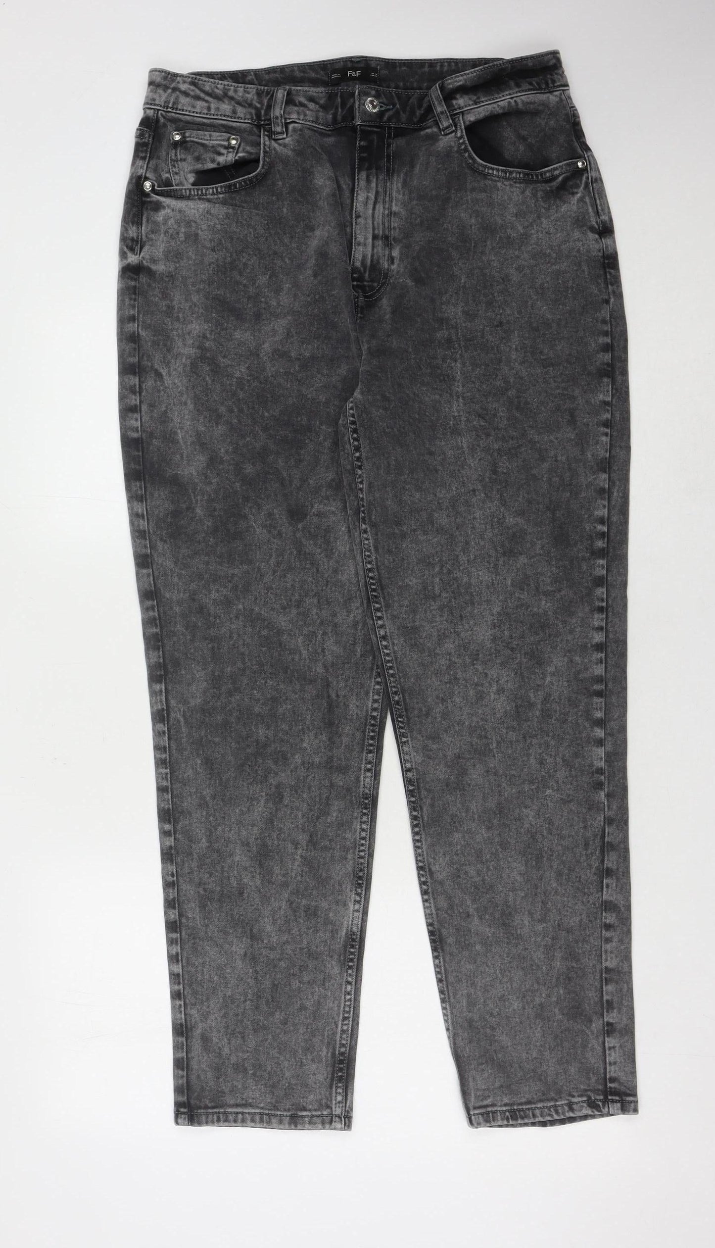 F&F Women's Black Regular Fit Jeans Size 16L