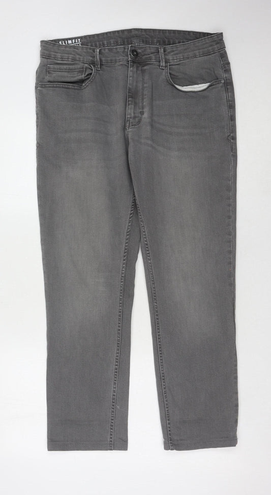 George Men's Grey Slim Jeans, Size 36 Regular