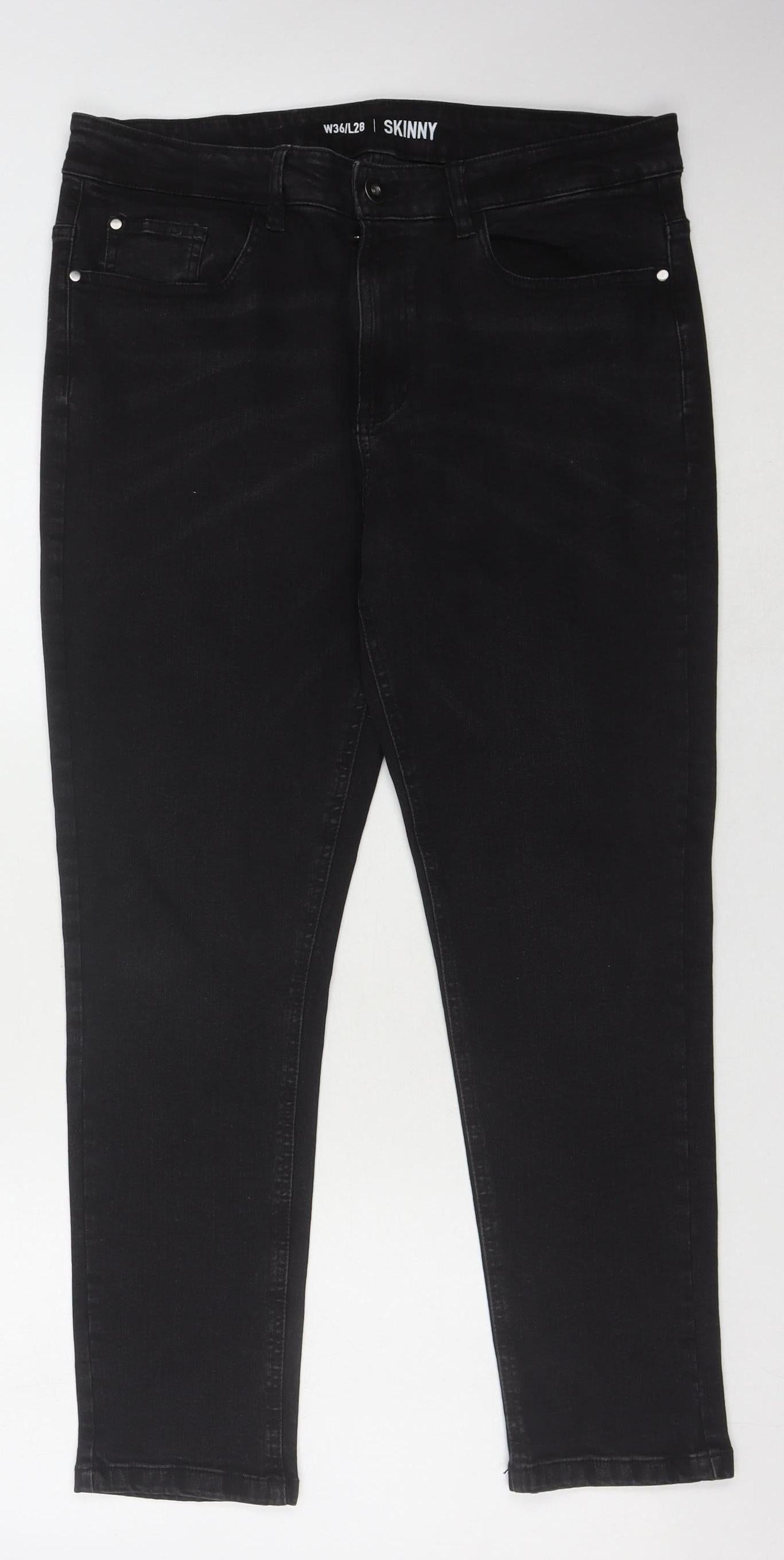 Mens UK Size W36/L28 Pepco Slim Fit Skinny Black Jeans