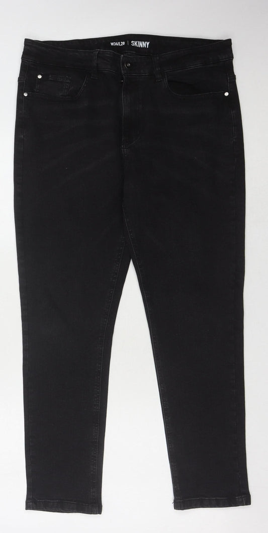 Mens UK Size W36/L28 Pepco Slim Fit Skinny Black Jeans