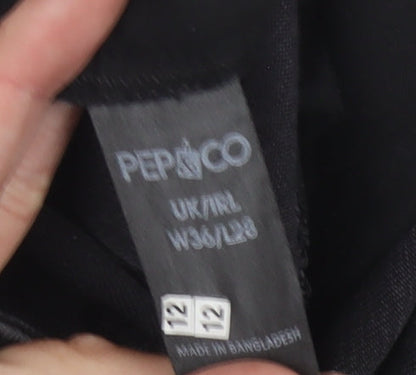 Mens UK Size W36/L28 Pepco Slim Fit Skinny Black Jeans