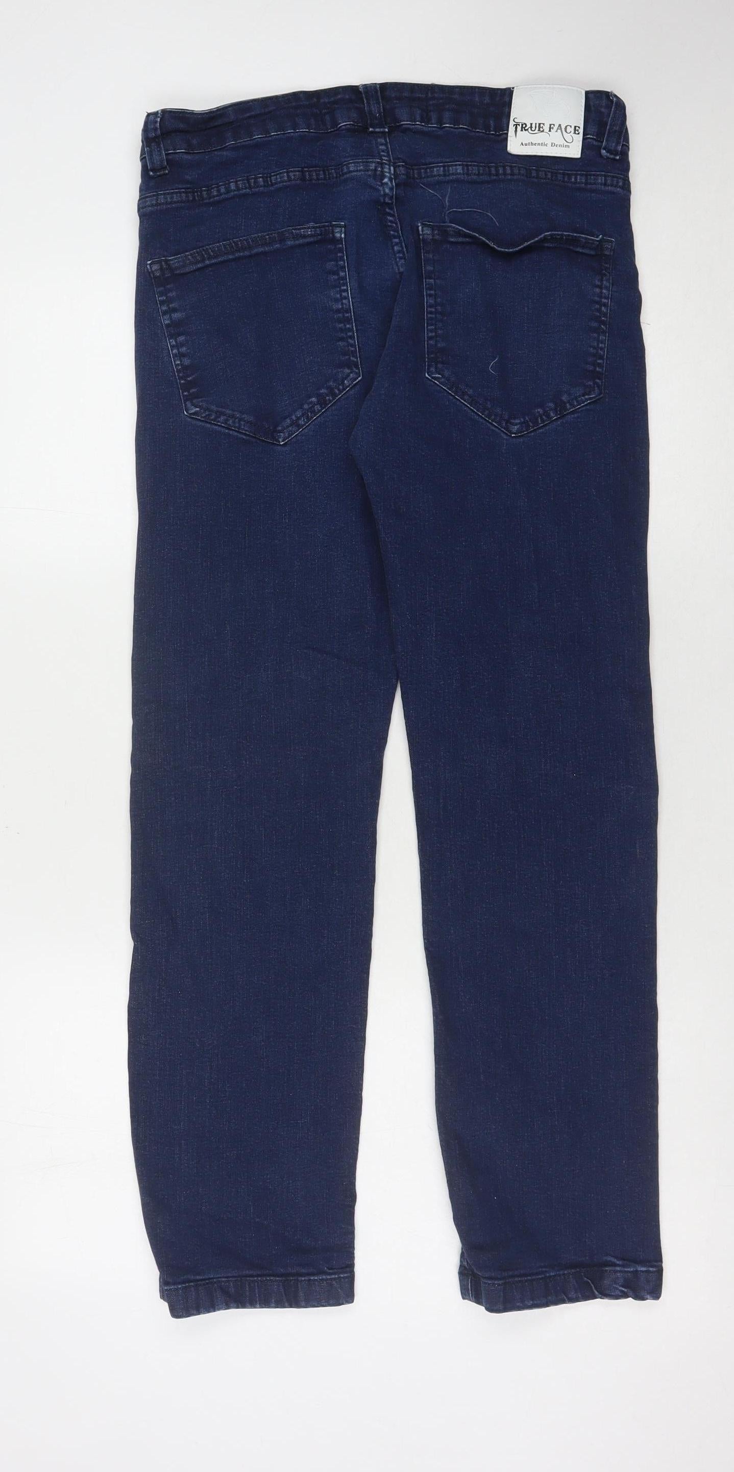 Mens UK Size 34 True Face Slim Fit Straight Blue Jeans