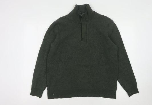 Massimo Dutti Men's Green Wool High Neck Jumper