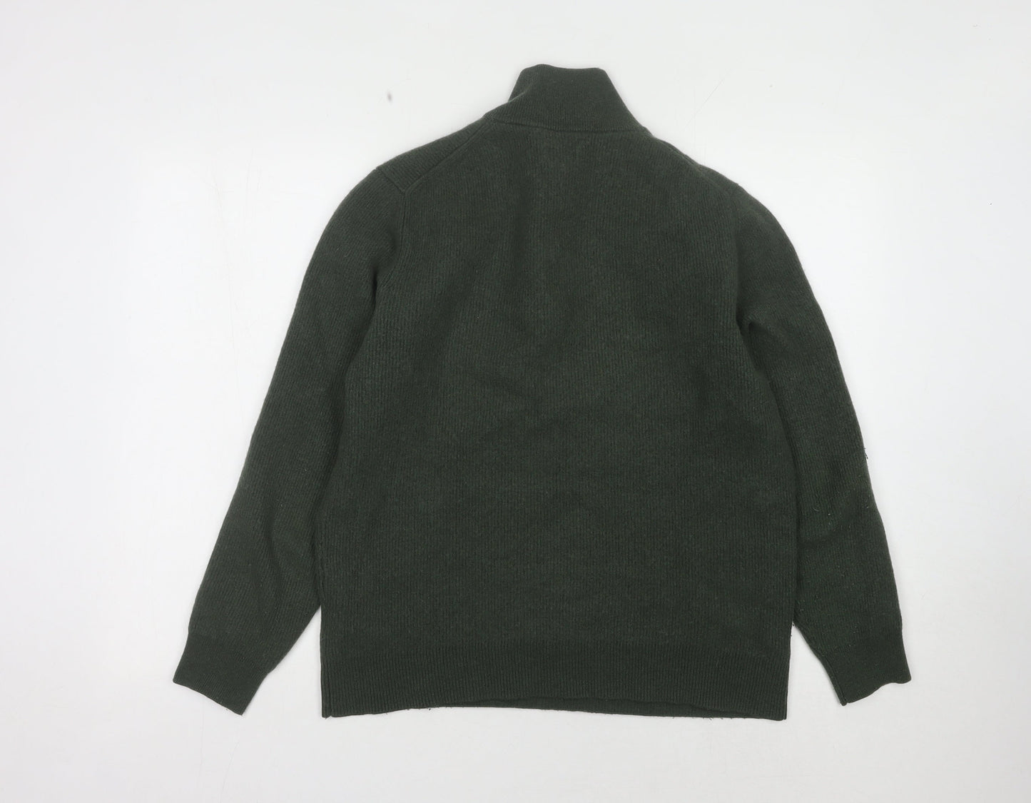 Massimo Dutti Men's Green Wool High Neck Jumper