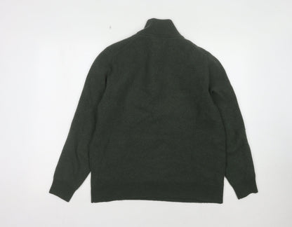 Massimo Dutti Men's Green Wool High Neck Jumper