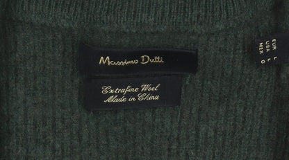 Massimo Dutti Men's Green Wool High Neck Jumper