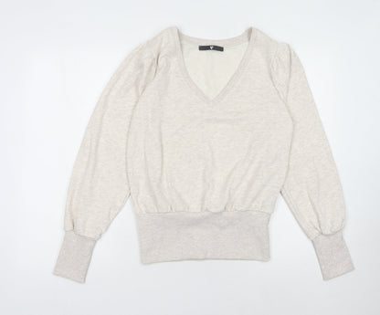 Very Women Beige V-Neck Sweatshirt Size 10