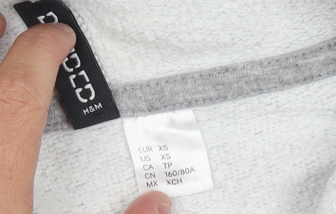 H&M Women's Grey Pullover Hoodie Size 8