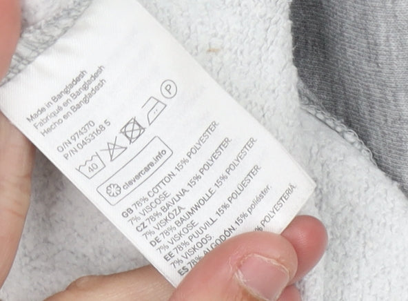 H&M Women's Grey Pullover Hoodie Size 8