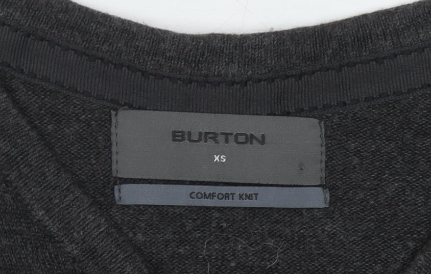 Burton Men's Black Acrylic V-Neck Pullover Jumper XS