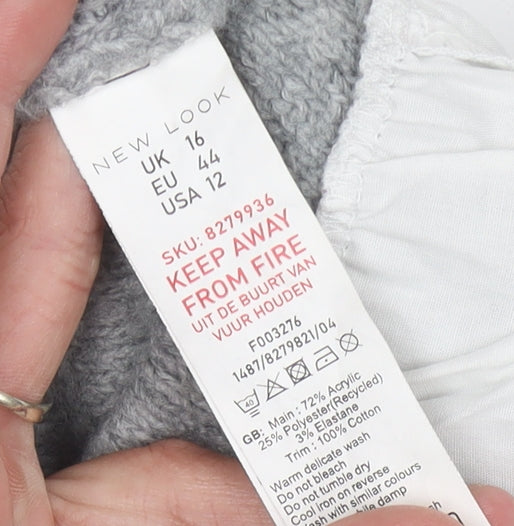 Womens UK Size 16 New Look Grey Pullover Jumper