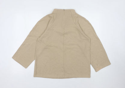 Marks and Spencer Women's Beige High Neck Jumper, Size 14