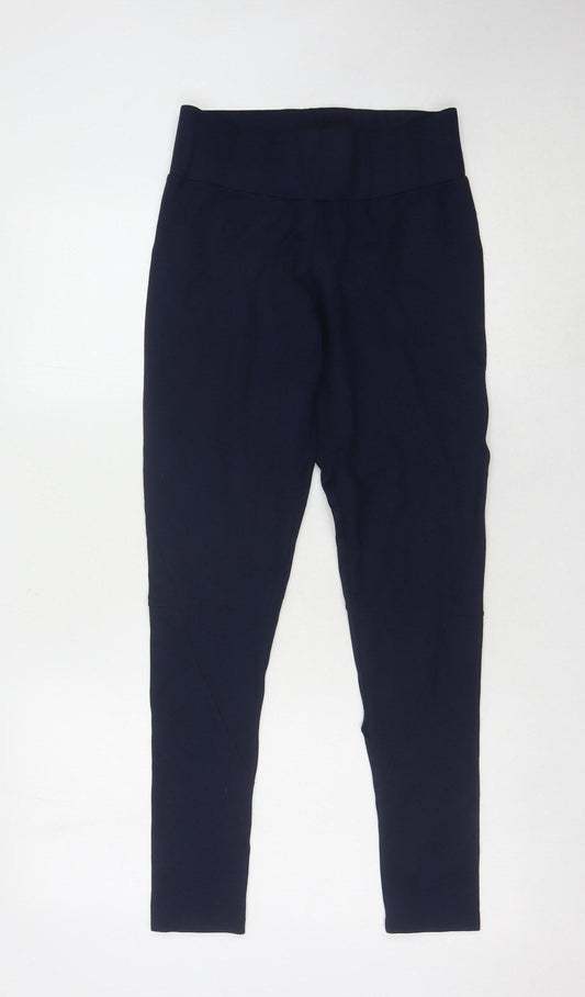 Additional front view of Pure Collection Women's Blue Mid Rise Leggings, size M