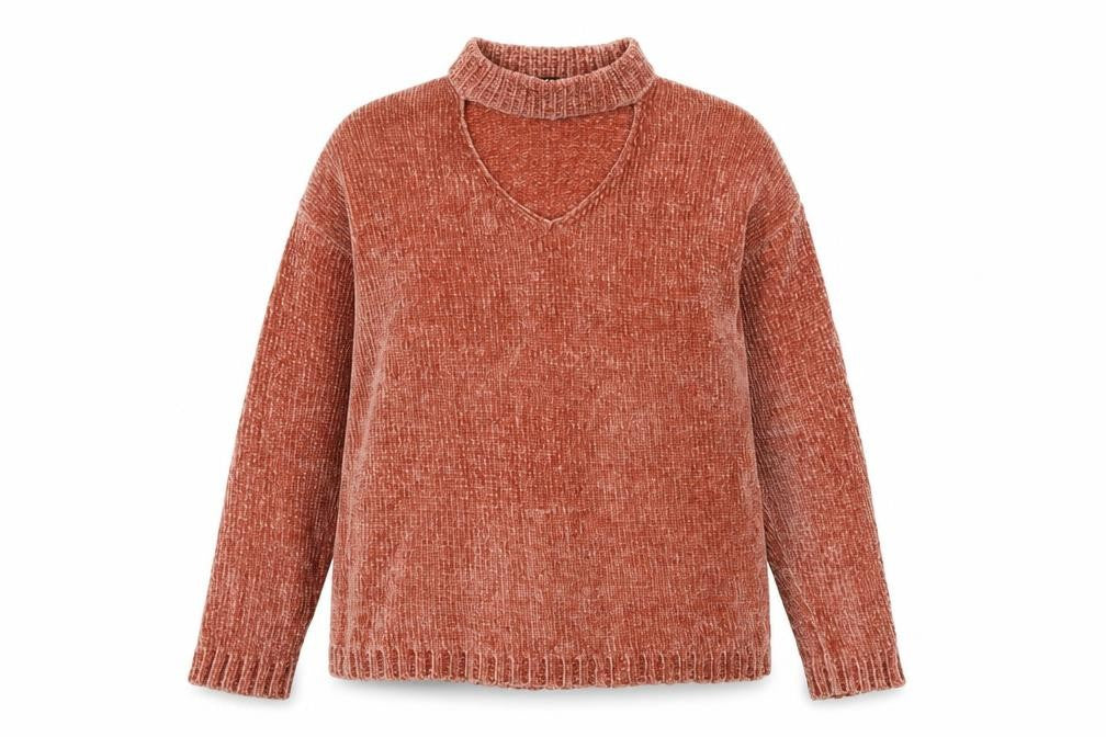 Front view of Dorothy Perkins Women Brown V-Neck jumper Sz 16