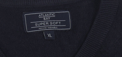 Atlantic Bay Men's Black Vest Jumper XL - Casual & Soft